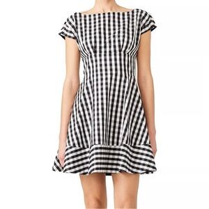 Kate Spade Black and White Gingham Mini Dress size 8 100% Cotton